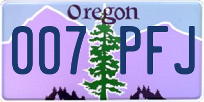 OR license plate 007PFJ
