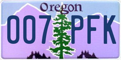 OR license plate 007PFK
