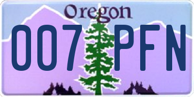 OR license plate 007PFN