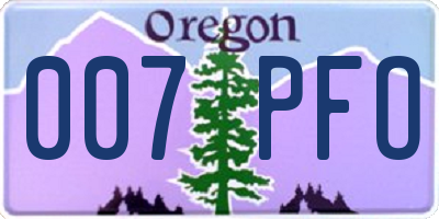 OR license plate 007PFO