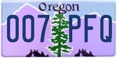OR license plate 007PFQ