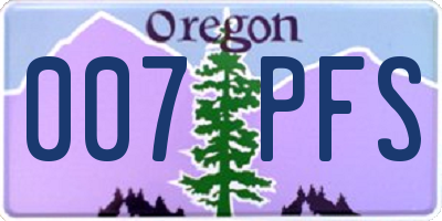OR license plate 007PFS