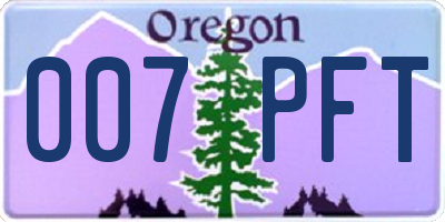 OR license plate 007PFT