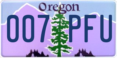 OR license plate 007PFU