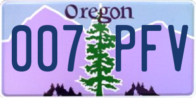 OR license plate 007PFV