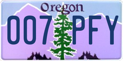 OR license plate 007PFY