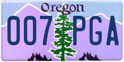 OR license plate 007PGA
