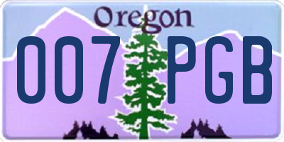 OR license plate 007PGB