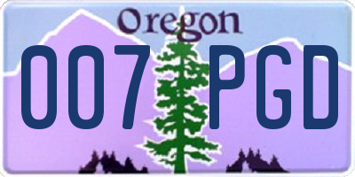 OR license plate 007PGD