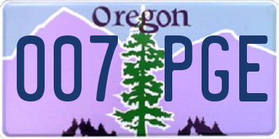 OR license plate 007PGE