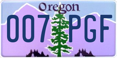 OR license plate 007PGF