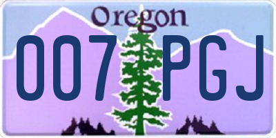 OR license plate 007PGJ