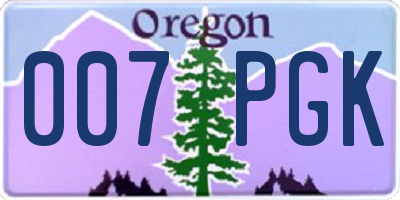 OR license plate 007PGK
