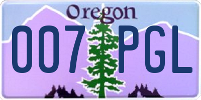 OR license plate 007PGL
