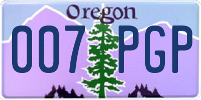 OR license plate 007PGP