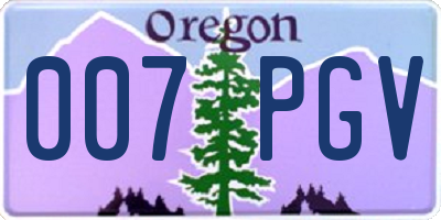OR license plate 007PGV