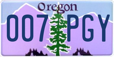 OR license plate 007PGY