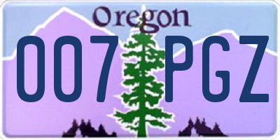 OR license plate 007PGZ