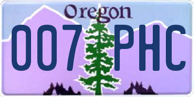 OR license plate 007PHC