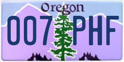 OR license plate 007PHF