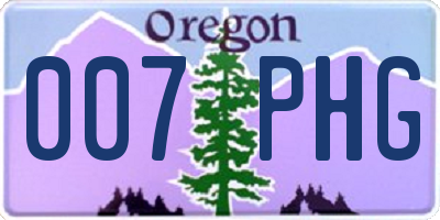 OR license plate 007PHG
