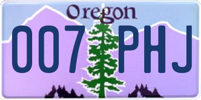 OR license plate 007PHJ