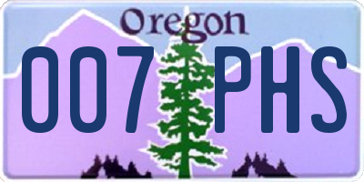 OR license plate 007PHS