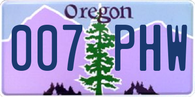 OR license plate 007PHW