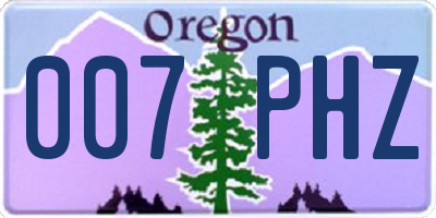 OR license plate 007PHZ