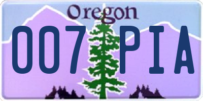 OR license plate 007PIA