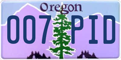 OR license plate 007PID