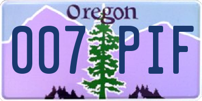 OR license plate 007PIF