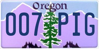 OR license plate 007PIG