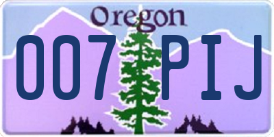 OR license plate 007PIJ