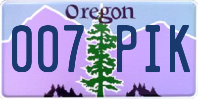OR license plate 007PIK
