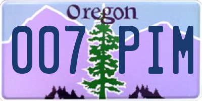OR license plate 007PIM