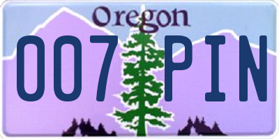 OR license plate 007PIN