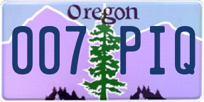 OR license plate 007PIQ