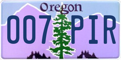 OR license plate 007PIR
