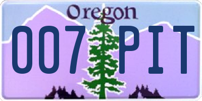 OR license plate 007PIT