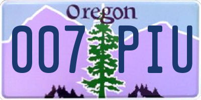OR license plate 007PIU
