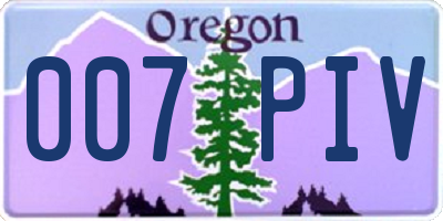 OR license plate 007PIV