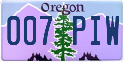 OR license plate 007PIW