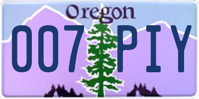 OR license plate 007PIY