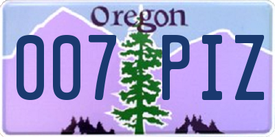 OR license plate 007PIZ