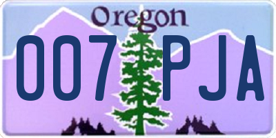 OR license plate 007PJA