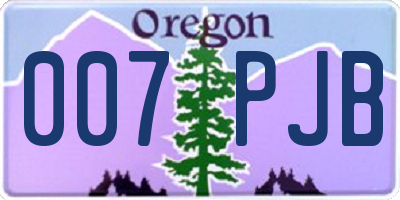 OR license plate 007PJB