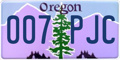 OR license plate 007PJC