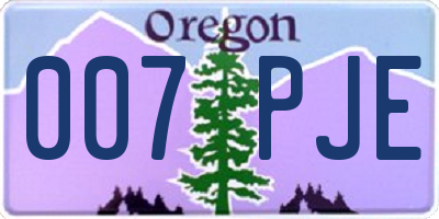 OR license plate 007PJE
