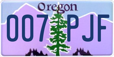OR license plate 007PJF